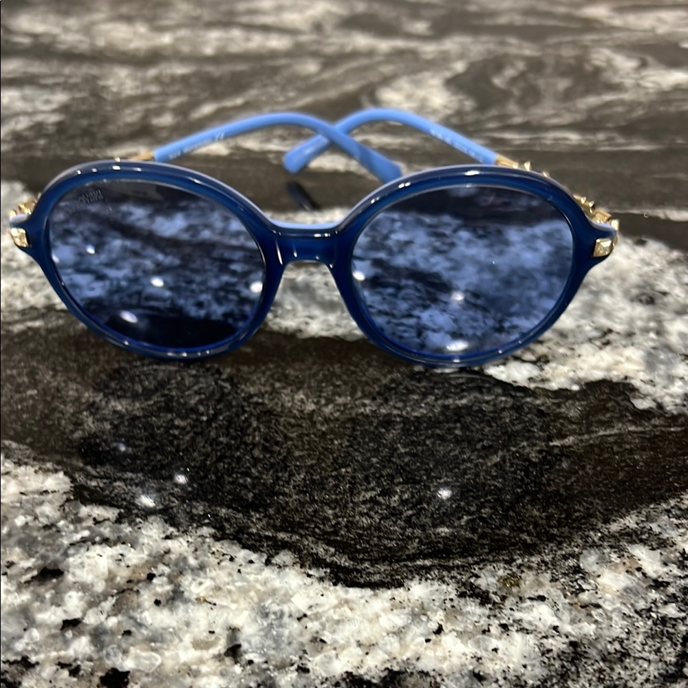 Swarovski Blue Sunglasses with Gold Accents
